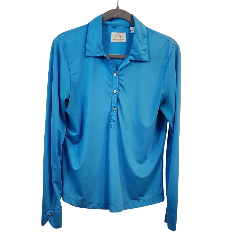 EP Pro Tour Tech Vibrant Blue Button-Up Blouse Medium‎